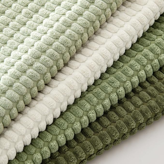 MIULEE Farmhouse Decorative Pillow Covers 18x18 Inch Set of 4 Light Green | Modern Natural Rustic Throw Pillows Neutral Warm Soft Corduroy Couch Pillowcases Home Decor for Sofa Living Room Bed