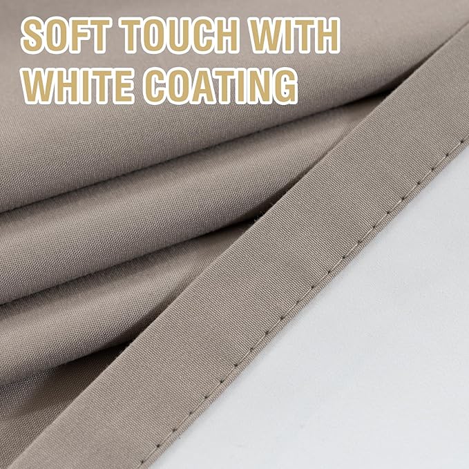 H.VERSAILTEX 100% Black Out Curtains 63 inch Long 2 Panels Set Noise Canceling Drapes for Bedroom Heat Blocking Rod Pocket Curtains Thermal Insulated Living Room (52x63 inch, Taupe)