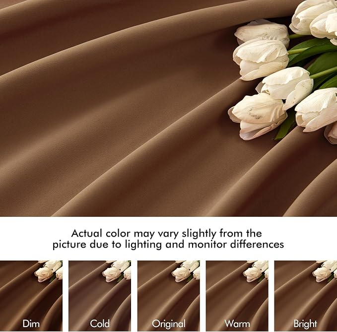 MIULEE Back Tab Blackout Curtains 90 Inch Long 2 Panels Set for Living Room Bedroom, Rod Pocket/Pinch Pleated Thermal Insulated Room Darkening Light Blocking Curtain, 52 x 90 Inch, Cappuccino Brown