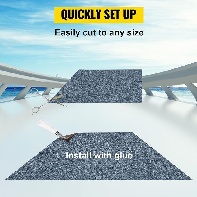 Happybuy 6 ft x 18 ft Grey Marine Carpet for Boats Waterproof - 0.18" Thick Indoor Outdoor Rug Carpet Roll for Home Patio Porch Deck