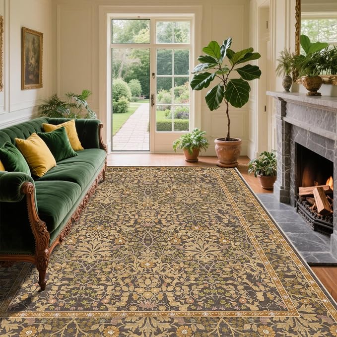 4x6 Area Rug for Bedroom Beside Rug, Laundry Room, Entryway, Kitchen, Washable Non-Slip Low Pile Ultra Soft Stain Resistant Carpet (Goldenrod)