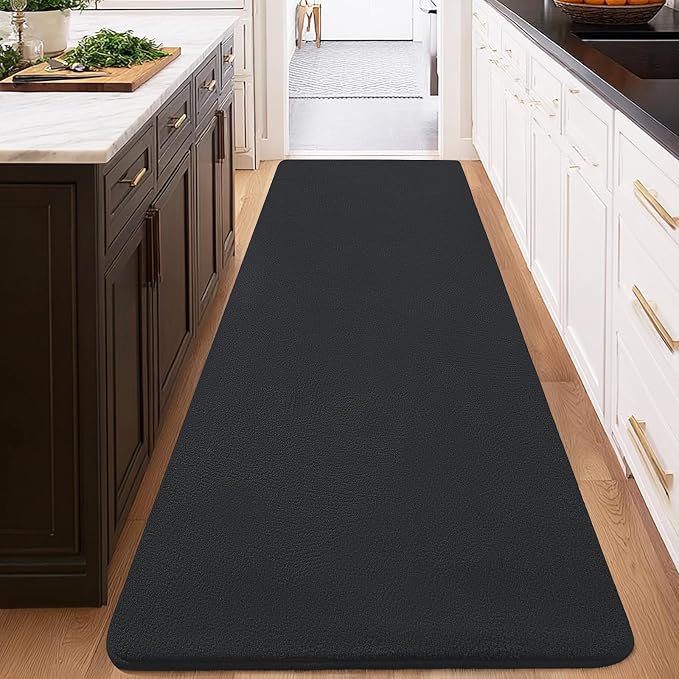 qulint Dark Grey Runners for Hallways 2x6, Modern Washable Kitchen Runner Rug Non Slip Soft Thickened Memory-Foam Indoor Besides Rug, Minimalist Solid Carpet for Entrance Laundry Home Decor