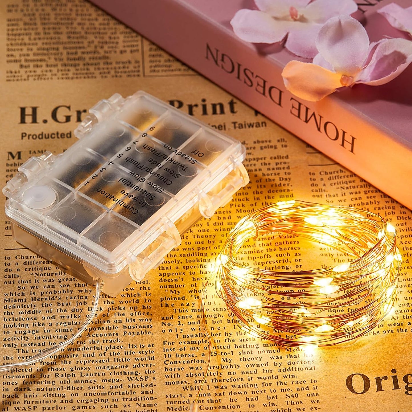 1 Pack 32.8 Ft. Battery Operated Outdoor String Lights with Remote & Timer, LED Warm White Fairy Lights, Waterproof Twinkle Lights for Bedroom, Dorm, Mason Jar, Wedding, Party, Christmas