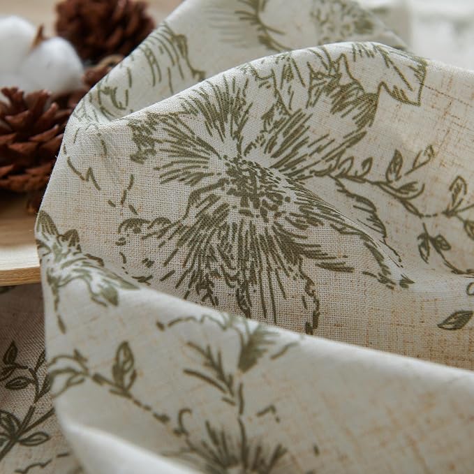 jinchan Linen Blend Floral Curtains for Living Room 84 Inch Length Farmhouse Printed Curtain Rod Pocket Back Tab Sage Green Peony Flower Patterned Drapes Bedroom Curtains Set 2 Panels