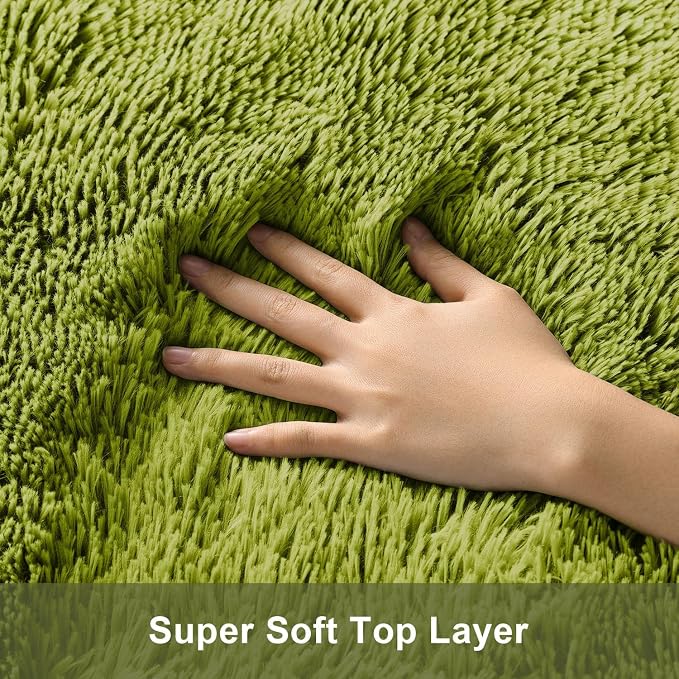 Ophanie Green Rugs for Living Room 5x8, Grass Shag Fluffy Large Fuzzy Plush Soft Carpets,Floor Shaggy Area Rugs for Bedroom, Carpet for Kids Boys Girls Dorm Nursery Decor with Over 99 pcs Pile fibers