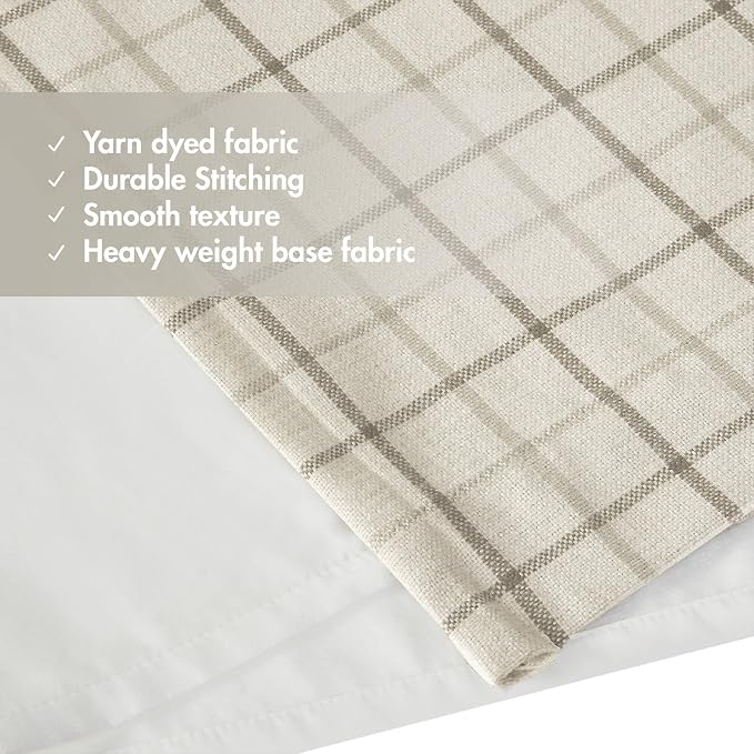 Madison Park Anaheim Cabin Plaid Curtain Window, Thermal Insulated Fleece Lining, Living Room Decor Room Darkening Drape for Bedroom, 1-Single Panel Pack, 50x95, Rod Pocket & Front Tab, Neutral