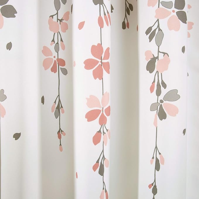 Lush Decor Weeping Flower Light Filtering Window Curtain Panels, Pair, 52"W x 84"L + 2" Header, Blush & Gray - Charming Modern Floral Curtains for Living Room, Dining Room, & Bedroom