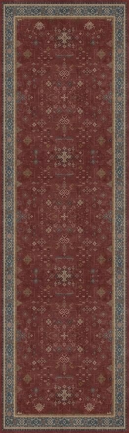 Burgundy 3x10 Long Runner Rug for Hallway - Washable Large Kitchen Rug, Low Pile Thin Carpet for Bedroom Bedside, Foyer, Non Slip Unique Bohemian Red Décor