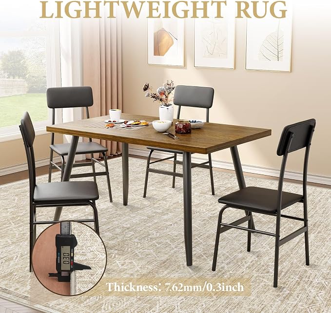 Area Rug Living Room Rugs 5x7 - Large Soft Boho Geometric Rugs, Non-Slip Foldable Washable Area Rug Non Shedding Morden Indoor Floor Carpet for Living Bedroom Office Dining Room(Moroccan Beige, 5'x7')