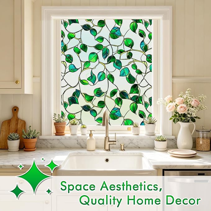 SOMWISE Frosted Glass Window Film, Heat Insulation, UV Block, Anti-Glare, One Way Privacy Tint, Static Cling for Home Bathroom Door, Renter Friendly, Day & Night Privacy