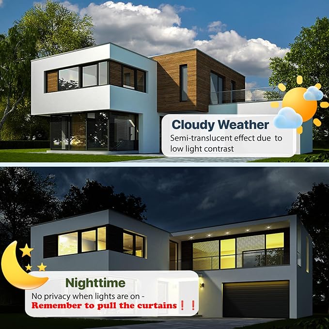 Bloss One Way Privacy Window Film, Reflective Window Tint for Home, Daytime Privacy Film See Out Not in, Sun Blocking Anti UV Windows Coverings with 3 Tools (Black Silver, 35.4"x118.1")