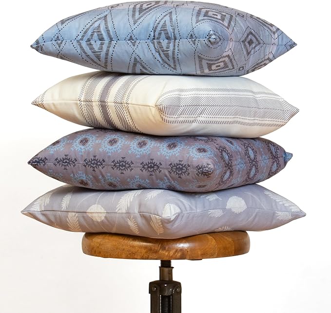 Decorative Throw Pillow Set of 4, 18" x 18" Colorful Accent Pillow Covers, Restful Cottage