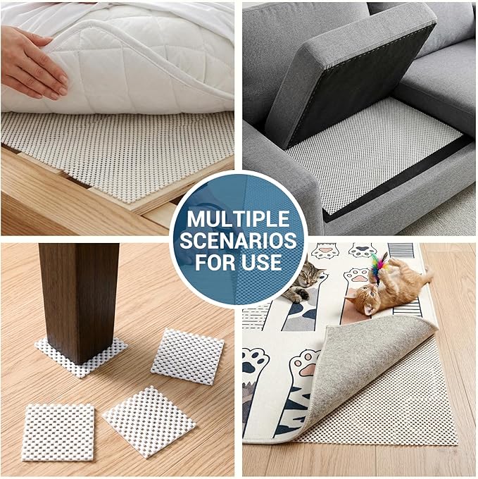 Non Slip Rug Pad Gripper for Hardwood Floors, 5x7 FT Anti Slide Rug Underlay, Eco Safe Odor Free, Cushioned Floor Protector, Cut-to-Size Multi-Purpose Pad