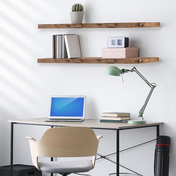 Sorbus Floating Shelves for Wall - 48 Inch Long Bathroom Shelves, Wall Decor for Bedroom, Kitchen, Living Room & Book Storage - Mounted Floating Shelf with Invisible Brackets (Mahogany, 3 Pack)