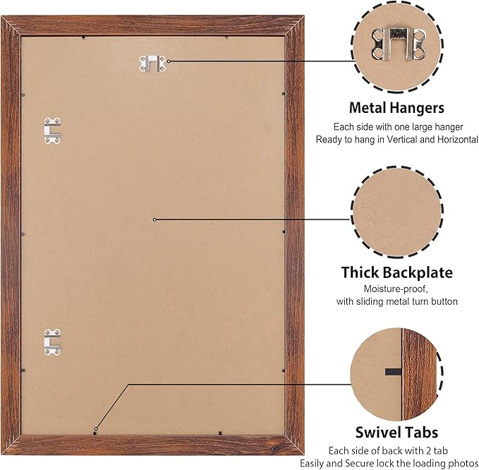 LaVie Home 20 x 30 Picture Frame Brown Poster Frame,Display Pictures 18x24 with Mat or 20x30 Without Mat, Stable and Sturdy Frame and Polished Plexiglass, Suitable for wall decoration（1 Pack）