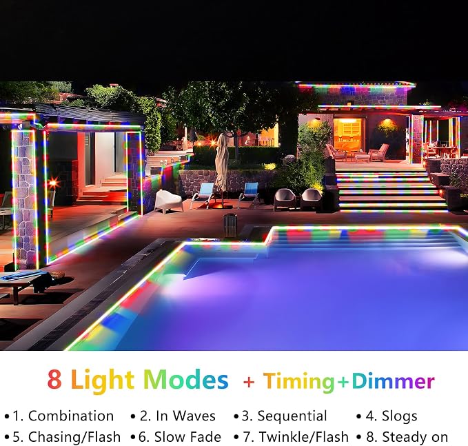 KNONEW 328FT 1000LED Rope Lights for Outside,Outdoor String Lights Waterproof 8 Modes Clear Tube Light for Indoor,Bedroom,Wedding,Garden,Patio,Christmas,Tree,Rv,Holiday Decoration(Multicolor)