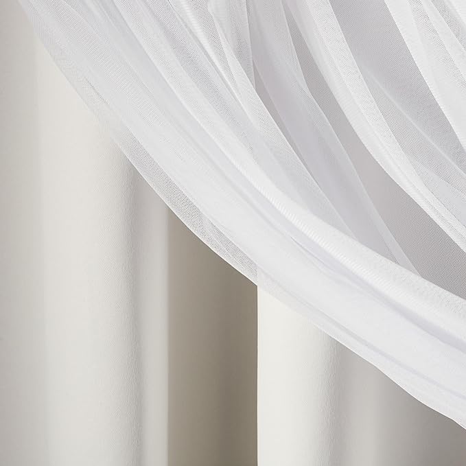 TOWN & COUNTRY LUXE Talia Double Layer Indoor Curtains, Sheer and Room Darkening Blackout, Grommet Top, Energy Efficient, 2-Pack Set, 52"x84", Winter White