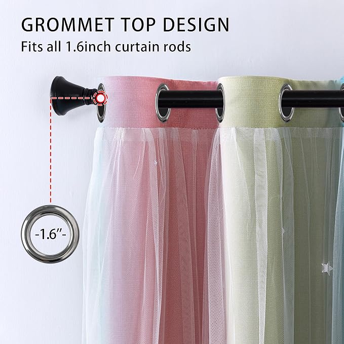 XiDi Curtains for Girls Bedroom Decro,Full Blackout 84 Inches Long for Kids Room, Colorful Rainbow Style, Unicorn Wall Decor Ombre Curtains, Princess Room Pink/Blue