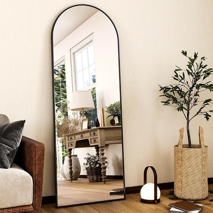 HARRITPURE 59"x16" Arched Full Length Mirror, Arch Floor Mirror with Aluminum Frame Standing Full Body Mirror for Home Bedroom Dressing Room, Black
