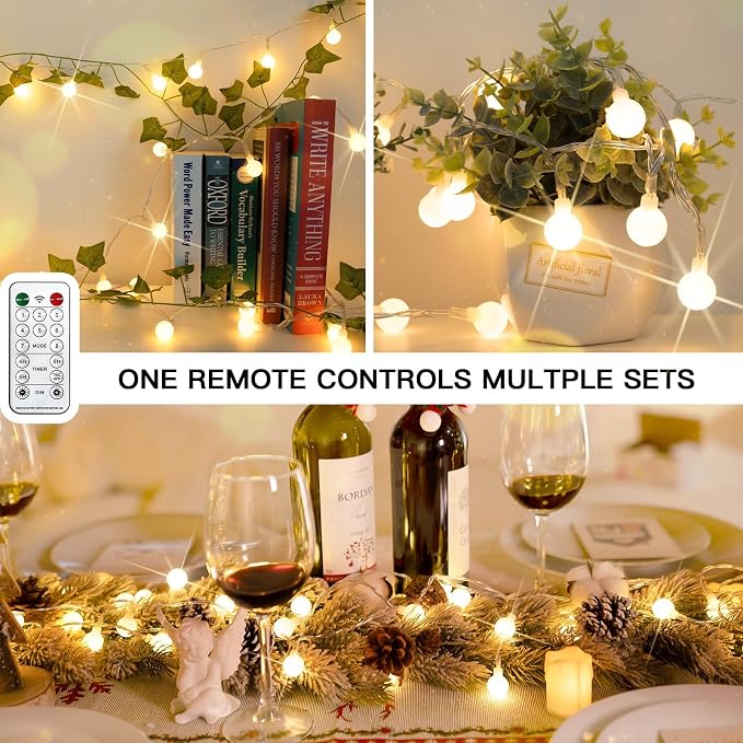 suddus 100 LED Classroom Globe String Lights USB Warm White with Remote | 33FT Hanging Fairy Lights With Timer,String Lights for Bedroom for Bedroom, Dorm, Classroom, Indoor,Outdoor Decor