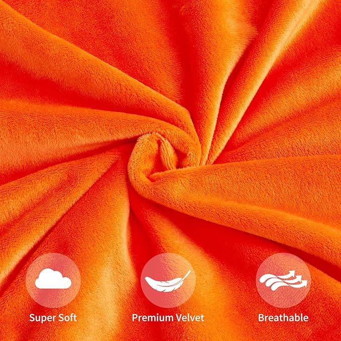 Fall Orange Throw Pillow Covers Decorative Velvet Set of 2 24x24 Inch Pillow Covers, Soft Burnt Orange Pillowcases for Couch Sofa Bed Living Room, Farmhouse Boho Decor, Accent Cushion Covers