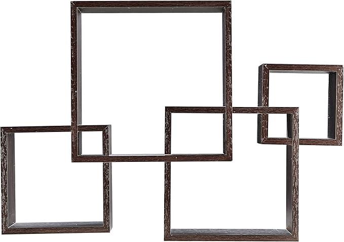 Danya B Decorative Wall Mount Floating Intersecting Cube Accent Wall Shelf - Black