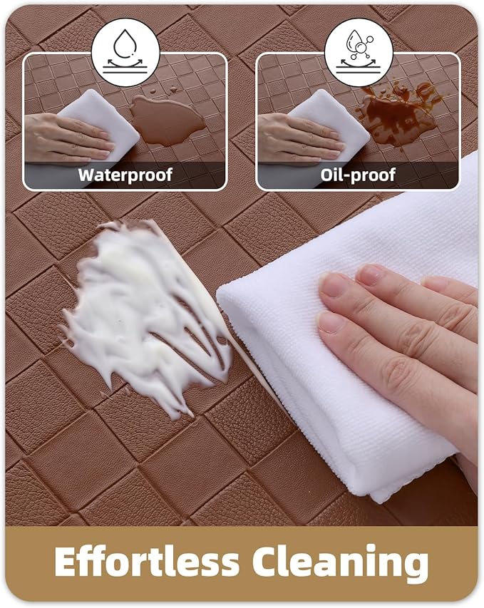 Color&Geometry Anti Fatigue Cushioned Kitchen Floor Mats,17"X47",Runner Rug Non Slip Waterproof,Memory Foam Padded Standing Mat for Front Sink,Brown