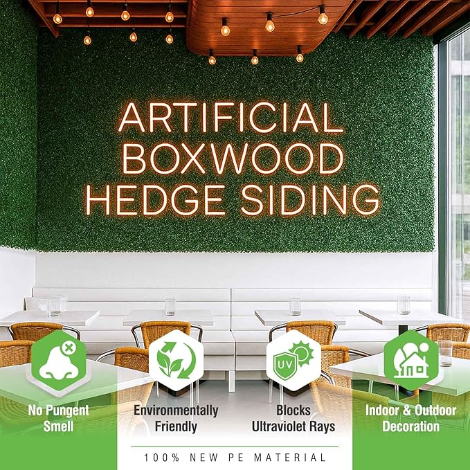 KASZOO 24 Pack 20"x20" Grass Wall Panels - Artificial Boxwood Panels for Greenery Wall Backdrop, Faux Greenery for Indoor Outdoor Decor, Garden Fence, Wedding, Privacy Screen, 66 Sq. Ft. Coverage