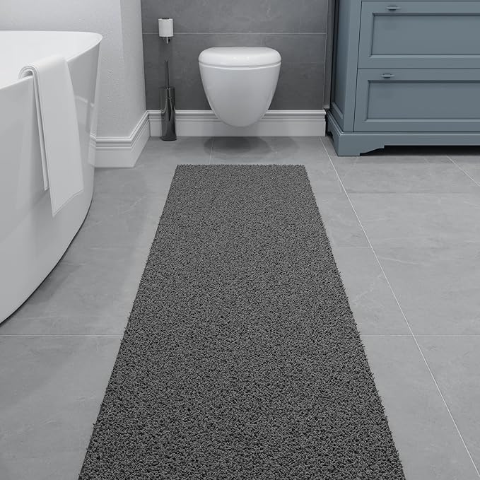 Ottomanson Long Shag Runner Rug 2' x 24', Fluffy Extra Long Hallway Runner with Non-Slip Rubber Backing, Soft Non-Shedding Rug for Corridor, Entryway, Kitchen, Laundry, Gray