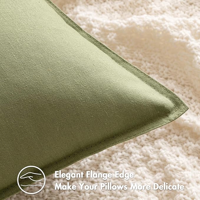 MIULEE Pack of 2 Decorative Linen Pillow Covers 20x20 Inch Sage Green | Spring Boho Farmhouse Modern Soft Accent Throw Pillows Neutral Cushion Covers for Sofa Couch Bed Living Room Home Decor