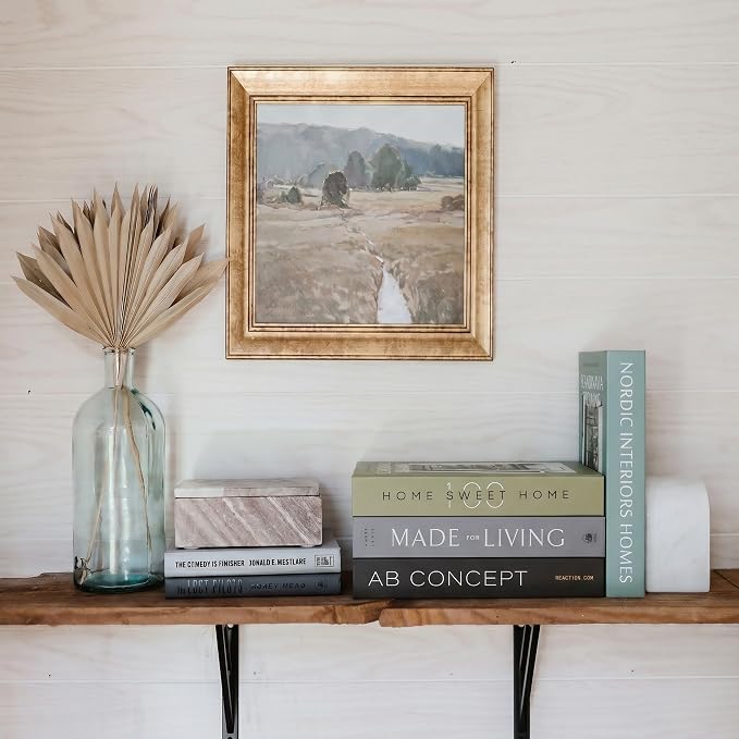 PROBENEX 4 Pcs Decorative Books | Faux Olive Coffee Table & Shelf Decor | Earthy Botanical Look for Living Room, Office and Entryway - Not Real, Tool-Free 2-Min Setup