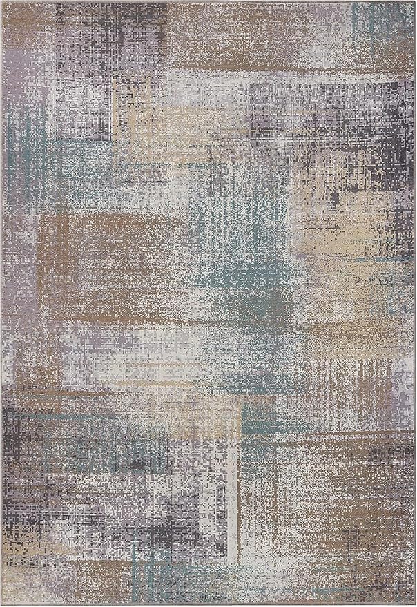 Superior Modern Abstract Washable Rug, Non-Skid Backing, Pet & Kid Friendly, Easy Care, Non-Slip Rugs for Entry, Living Room, Kitchen, Bedroom, Low Pile Area Rug, Ara Collection, 3' x 5', Taupe