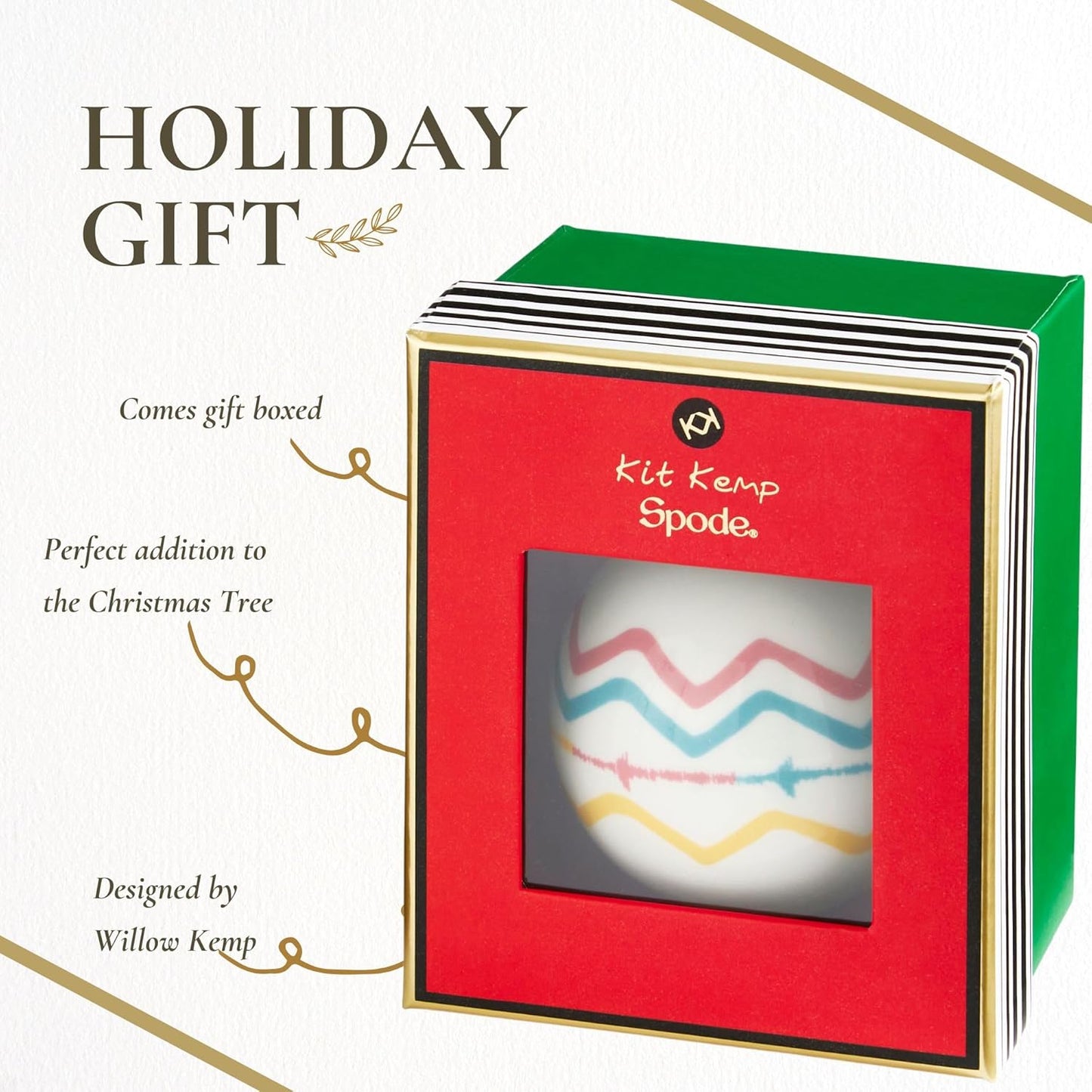 Spode Kit Kemp Christmas Ornament - Rik RAK - Fine China Whimsical Festive Keepsake, Collectible Holiday Decoration for Tree & Seasonal Decor - Holiday Ornament for Gift Giving