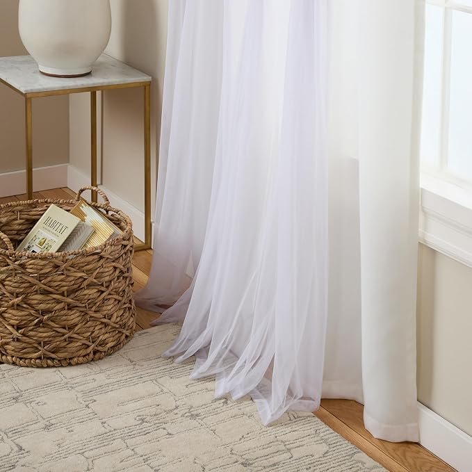 TOWN & COUNTRY LUXE Talia Double Layer Indoor Curtains, Sheer and Room Darkening Blackout, Grommet Top, Energy Efficient, 2-Pack Set, 52"x120", Winter