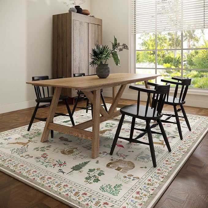 6x9 Area Rugs for Living Room: Washable Bedroom Rug Stain Resistant Non Slip Low Pile Soft Lightweight Soft Carpet Rugs for Kitchen Dining Room Farmhouse Nursery Kids Room Home Office Indoor