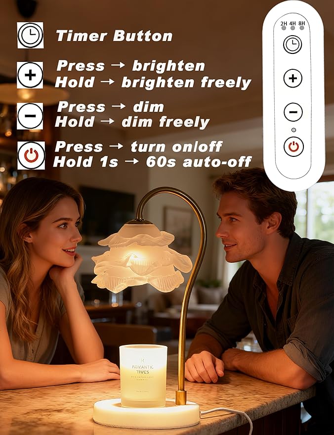 Candle Warmer Lamp with Timer, Dimmable Candle Warmer for Jar Candles, Wax Melts Warmer, Mothers Day Gifts for Women Mom, House Warming Gifts for Friends New Home