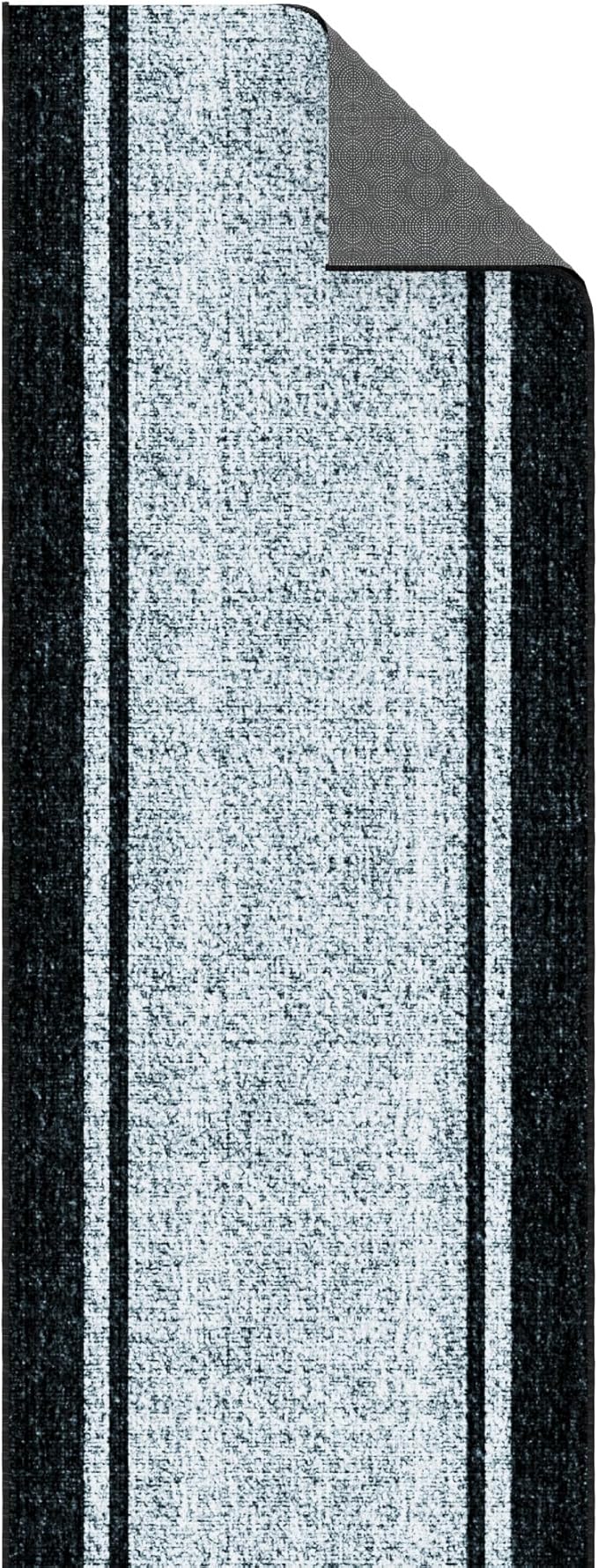 Ottomanson Hallway Runner Rug 2'7" x 14' – Soft Non-Slip Rug, Low Pile Carpet for Entryway, Kitchen & Long Hallways in Apartments and Homes, Border Gray