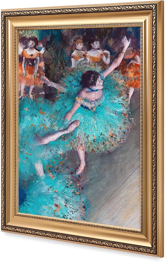 DECORARTS - Dancer in Green by Edgar Degas. Oil Painting Reproduction, Giclee Print on Canvas. Ready to Hang Framed Wall Art for Home and Office Decor. Canvas Size: 20x30 Framed Size: 26x36