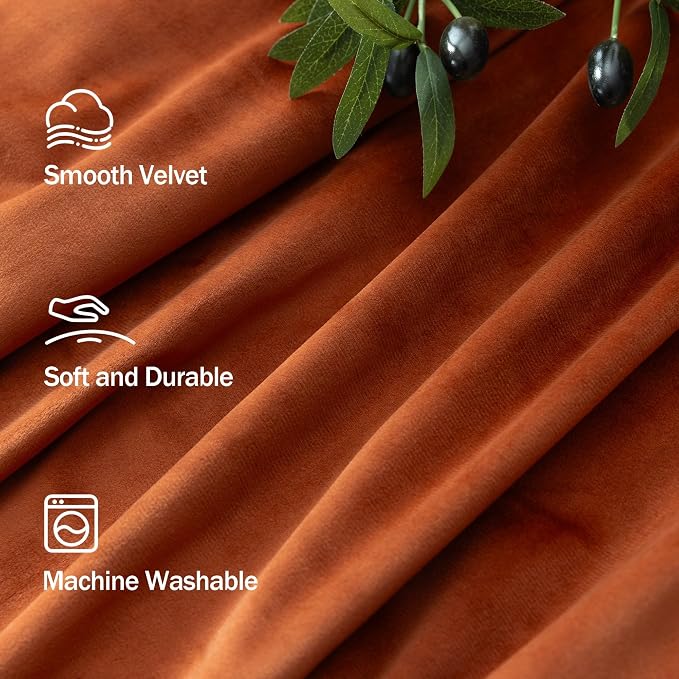Terracotta Rust Curtains 96 Inches Long for Living Room Dining 2 Panel Back Tab Pocket Rustic Farmhouse Vintage Boho Velvet Curtain Blackout for Bedroom Funky Western Decor Terra Cotta Drape 96 Length