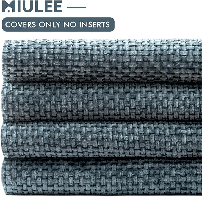 MIULEE Pack of 4 Couch Throw Pillow Covers 20x20 Inch Navy Blue Soft Decorative Chenille Pillow Covers Farmhouse Accent Cushion Covers for Boho Home Decor Sofa Bedroom Living Room