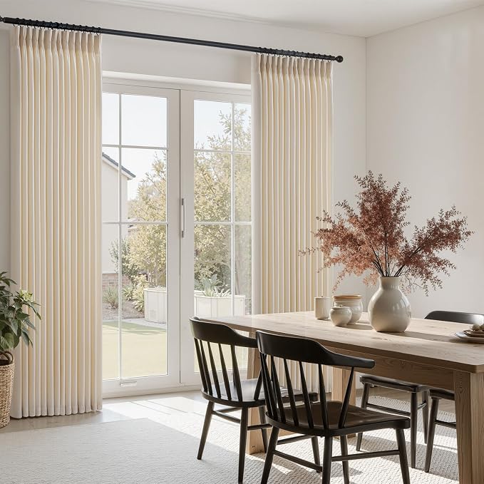 90 Inches Long Pinch Pleated Semi Sheer Curtains,Beige Linen Blended Light Filtering Window Curtains 90 Length 2 Panels for Living Room Bedroom Pinch Pleat Drapes with Hooks 2 Panels