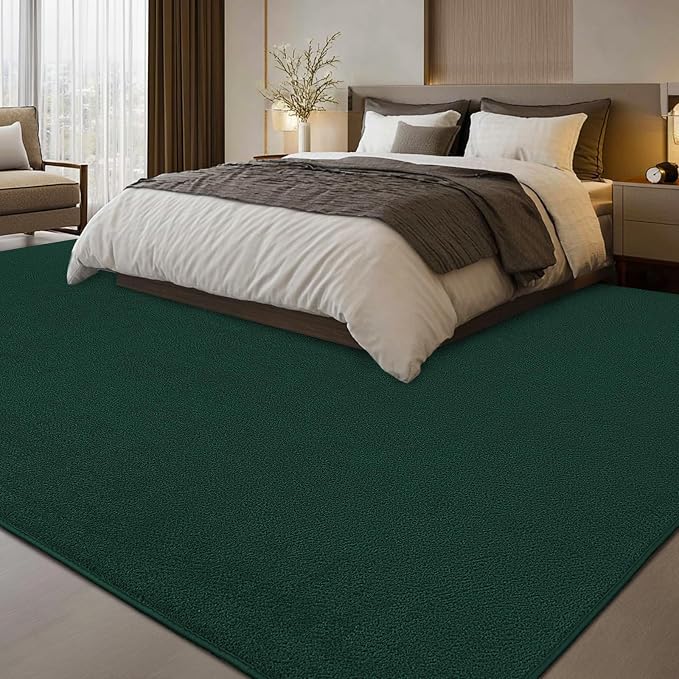 qulint Dark Green Area Rug for Living Room 5x8, Washable Rugs for Bedroom with Thickened Memory-Foam, Minimalist Modern Carpet Non Slip Alfombras for Boys Girls Kid Room Nursery Dorm Home Decor