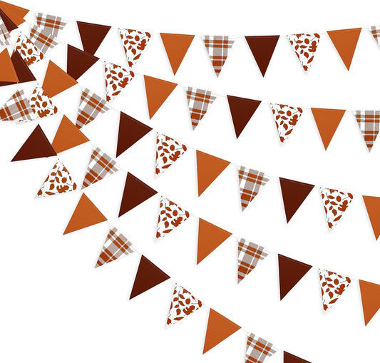 pinkblume Fall Party Decorations Maple Leaf Pennant Banner Triangle Hanging Flag Bunting for Autumn Thanksgiving Birthday Wedding Bridal Baby Shower Engagement Bachelorette Harvest Party Supplies