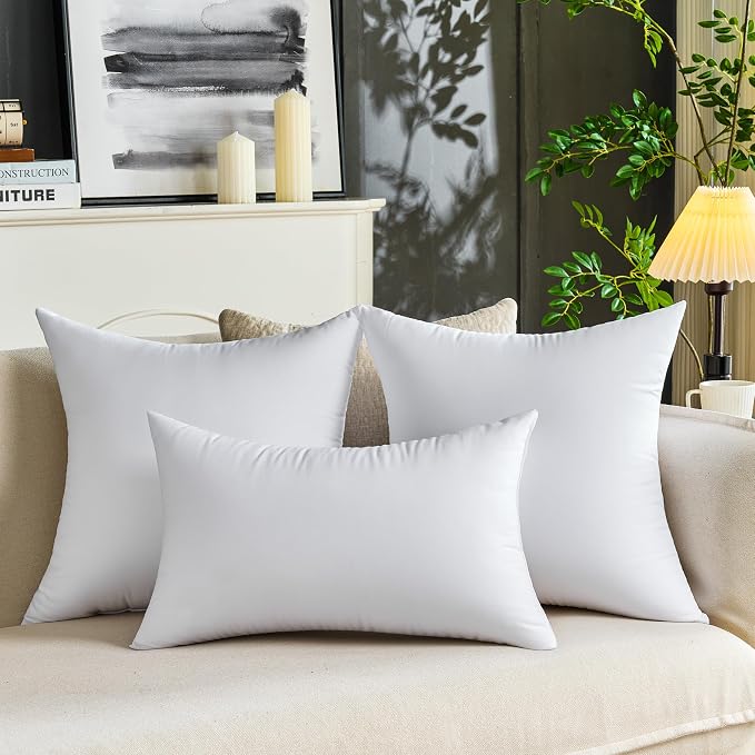 20 x 20 Throw Pillow Inserts Pack of 4 Large White Decorative Square Pillows for Living Room Couch Bed Sofa Cushion Sham Stuffer Indoor