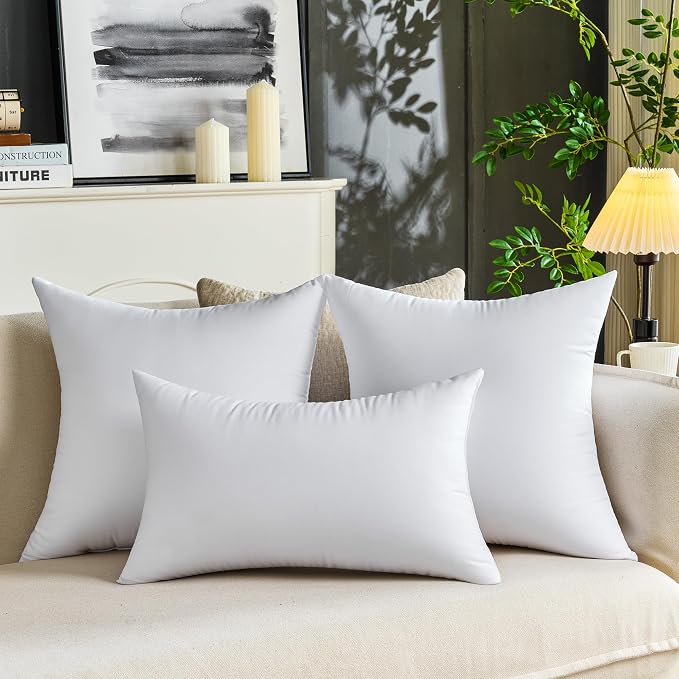 12 x 20 Throw Pillow Inserts Pack of 4 Small White Decorative Lumbar Pillows for Living Room Couch Bed Sofa Rectangle Cushion Sham Stuffer Indoor