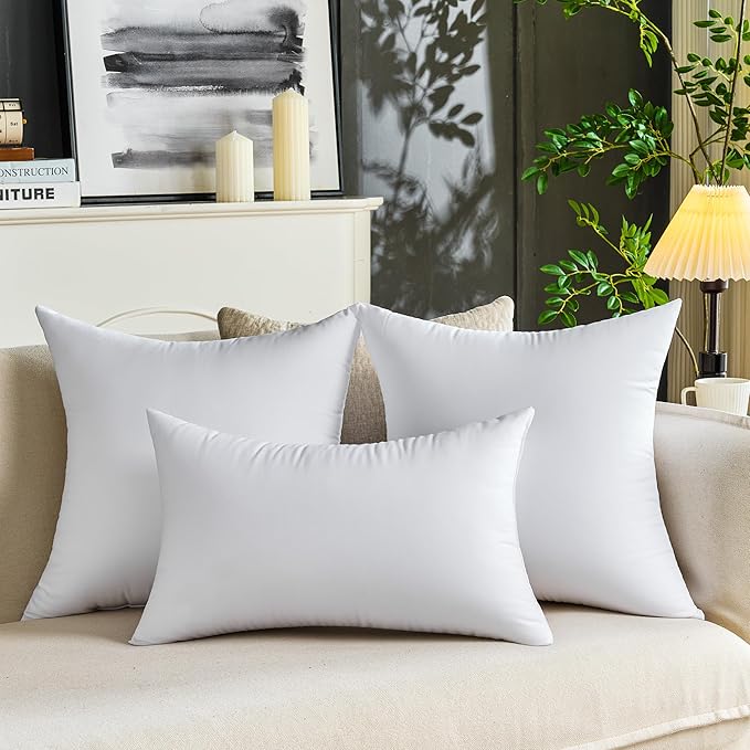 18 x 18 Throw Pillow Inserts Pack of 4 Medium White Decorative Square Pillows for Living Room Couch Bed Sofa Cushion Sham Stuffer Indoor