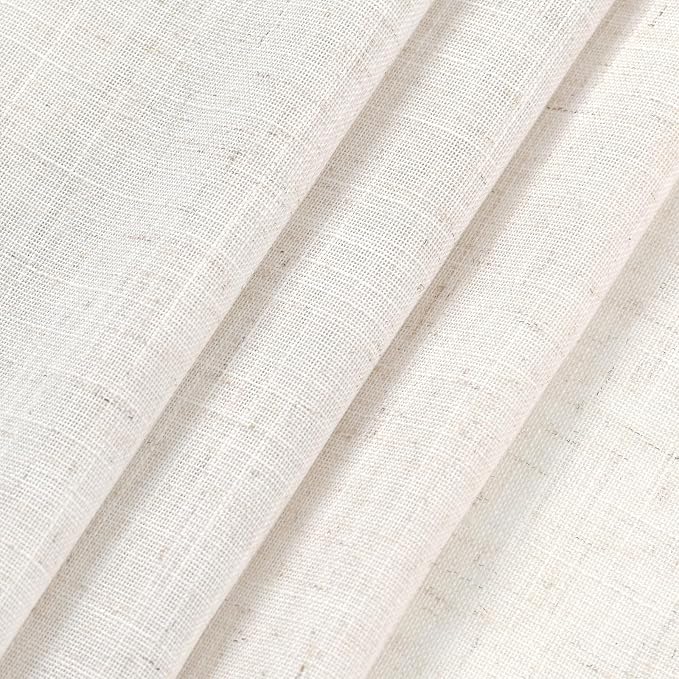 Ivory White Linen Back Tab Curtains 84 Inch Length for Bedroom/Living Room 2 Panel Set Neutral Modern Farmhouse Window Privacy Semi Sheer Linen Drapes Rustic Pinch Curtain Ivory 52X84