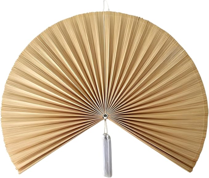SUCHUBU Large Bamboo Wall Hanging, 47" Wall Hanging Fan For Decoration, Headboard Fan Decor, Woven Bamboo Art, Boho & Asian Inspired Home Decoration (Beige, Large)