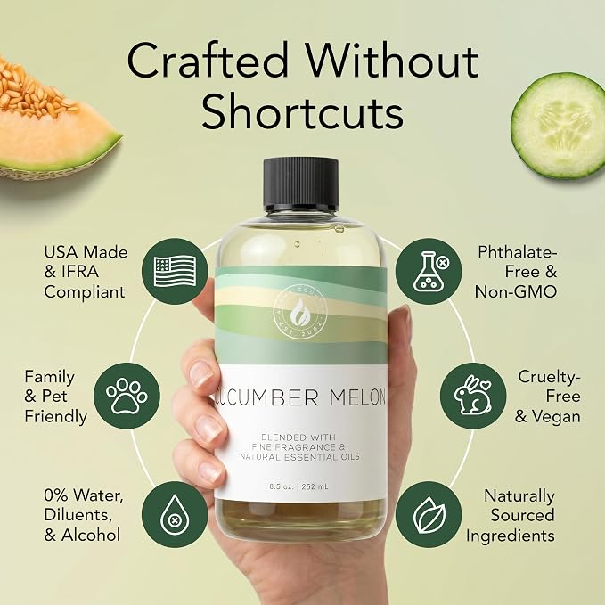 Aroma Country Cucumber Melon Luxury Diffuser Oil Refill (24 Fl Oz) | Hotel-Inspired • Long-Lasting Home Fragrance • for Aromatherapy, Reed Diffusers, Diffuser Machines & Room Sprays