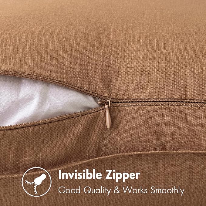 MIULEE Pack of 2 Decorative Linen Pillow Covers 20x20 Inch Brown | Spring Boho Farmhouse Modern Soft Accent Throw Pillows Neutral Cushion Covers for Sofa Couch Bed Living Room Home Decor